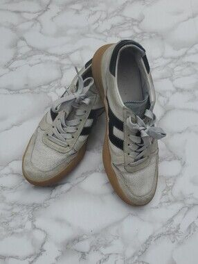Hogan H357 Retro Suede Mesh Luxury Sneakers Grey Men's Size 7